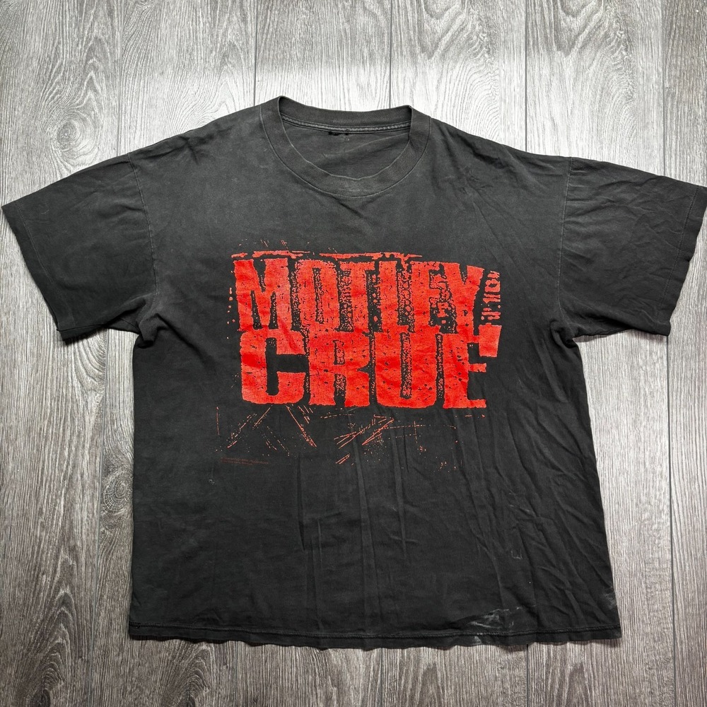 VTG Motley Crue Hooligans Holiday John Corabi 1994 Black Tour T-Shirt XL